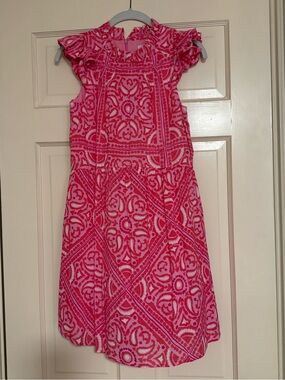 Vineyard Vines Pink Patterned Ruffle Sleeve Dress